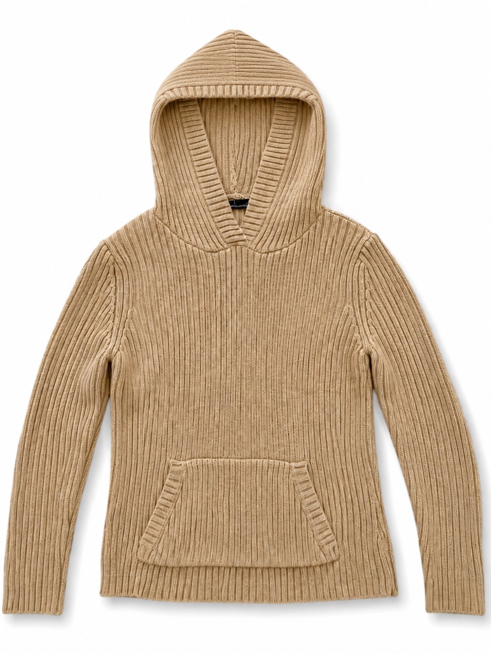 Moda International Ribbed Hooded Turtleneck Sweater - Camel